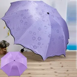 Three Folding Umbrella Bloom Flower in Rain Water Lightweight Windproof Umbrella-17