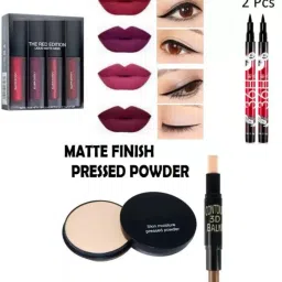 swenky Best combo 4 pcs lipstick with 2 eyeliner compact countour stick 5 pcs-21