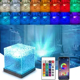 3D Ocean Wave Projector Lamp, 3D Water Wave Effect Romantic Night Lamp-16