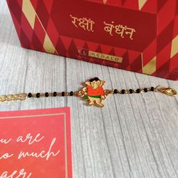 EL REGALO Baby Gold-Tone Black Beaded Ganesha Bracelet Rakhi-image-98
