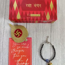 EL REGALO Blue Black Evil Eye Baby Rakhi With Roli Chawal Raksha Bandhan Greeting Card-image-74