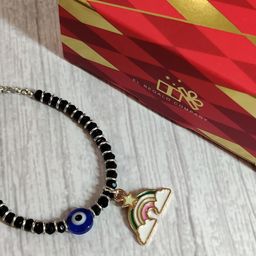 EL REGALO Baby Silver Coloured Blue Evil Eye Rakhi With Greeting Card & Roli Chawal-34