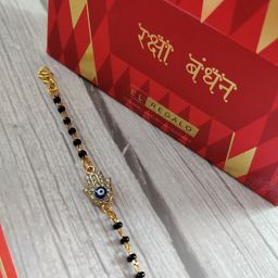 EL REGALO Gold-Toned Kids Black Beaded Rakhi for Baby and Infants-image-64