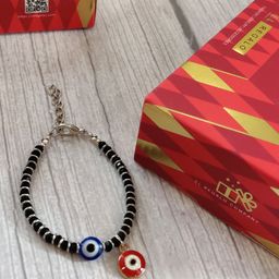 EL REGALO Baby Silver-Tone Black Beaded Nazaria Evil-Eye Bracelet Rakhi-image-69