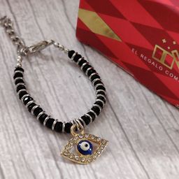 EL REGALO Baby Black Gold Beaded Nazaria Evil-Eye Charm Bracelet Rakhi-image-31