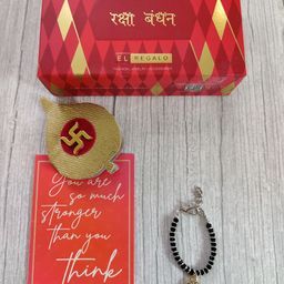 EL REGALO Baby Gold-Toned Black Evil Eye Nazaria Rakhi With Roli Chawal-image-19