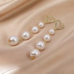 Krelin Gold-Plated Stones Studded & Beads Beaded Heart Shaped Drop Earrings-image-22