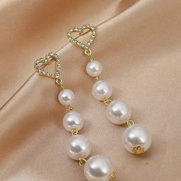 VAGHBHATT Gold-Plated Pearls Beaded Drop Earrings-9