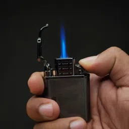 Windproof Jet Flame Lighter – Refillable Butane Torch Lighter Adjustable Flame, Metal Body & Grinding Wheel (Silver Brushed) Pocket Lighter-picture-40