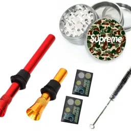 Draw pipe set with herb crusher Aluminium Inside Fitting Hookah Mouth Tip-image-36