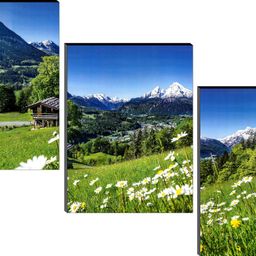 saf Scenic Snow Mountain & Daisy Valley Wall Painting | Landscape Art on MDF Digital Reprint 12 inch x 20 inch Painting-picture-31