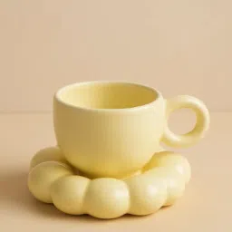 Aesthetic Bubble Cup with Matching Saucer Ceramic Coffee Mug-image-71