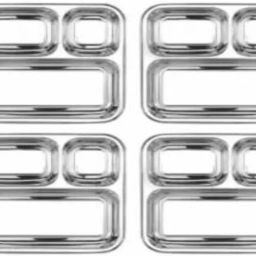 Stainless Steel 3-Compartment Plates | Mess, Canteen & Home Dinner Thali | Dinner Plate-image-16
