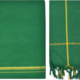 TUNI MANI Combed Cotton Dhoti With Towel Solid Men Dhoti-image-4