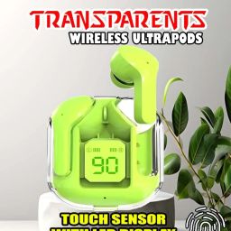 crecro Ultrapod Bluetooth Earbuds Headset Crystal Transparent Design,LED Display BU50 Smart Headphones-33