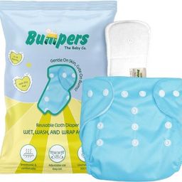 bumpers Reusable Baby Cloth Diaper with Insert Pad – Leakproof, Washable, 3M–3Y (Blue)-picture-1