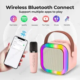 mobone ® k12 Portable Karaoke Set with LED Bluetooth Speaker and Wireless Microphone image 2