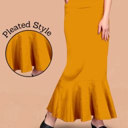 SCUBE DESIGNS Pleated Saree Shapewear Silhoutte Mustard Yellow (XL) Lycra Blend Petticoat-image-72