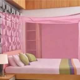 Polyester Adults Washable Double Bed 7X7 Pink Mosquito Net Mosquito Net-image-53