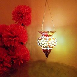 Mosaic Decorative Colorful Hanging Lamps Multicolor Glass Table Lantern-27