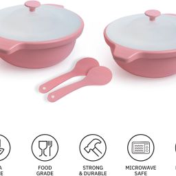lumiset Modular Plastic Serving bowl set with lid and spoon|Microwave & dishwasher safe Bowl Serving Set image 2