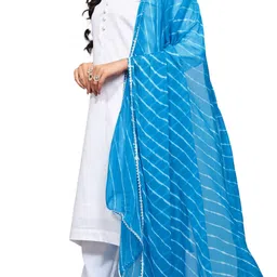 kemza Chiffon Striped Blue Women Dupatta-picture-4