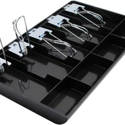 Cash Tray 5 Bill / 4 Coin, Money Organiser with Stainless Steel Clips (Black) Cash Box-image-59