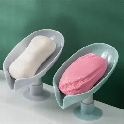 PACK OF 2 Plastic New Decorative Drainage Bathroom Storage Leaf Soap Holder Plastic Wall Shelf-3