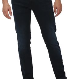 Men Slim Mid Rise Dark Blue Jeans-image-77