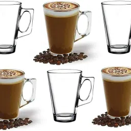 (Pack of 6) Coffee Mugs Tea with Handle Transparent Honey and Cup Crystal Clear ice Glass Glass Set Water/Juice Glass-24