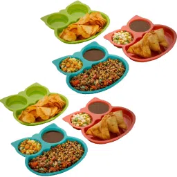 OWL Shape Plates 6 for Kids Virgin Plastic Food Grade Material Dinner snecks Sectioned Plate-picture-13