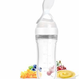 Baby Spoon Feeding Bottle Liquid Squeeze Milk Cerelac Semi Solid Food Feeder- BPA Free, 90ML, Silicone, Plastic-16