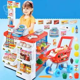 Shopkeeper Working Scanner Register Shopping Cart Play Money Grocery Store-27