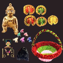 2 No. Size Laddu Gopal ji For Home full set combo sringar for janmastmi Decorative Showpiece-7.6 cm-image-41