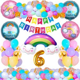 6th Sixth Six Happy Birthday Rainbow Theme Combo Kit For Party Decoration Items-image-39