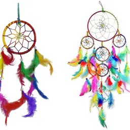 Combo Of 2 Inches And 5 Rings Car And Wall Hanging Dream Catcher Wool Dream Catcher-image-12
