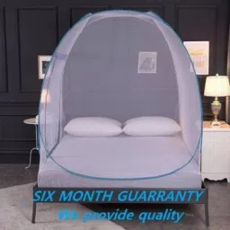 lacossi Polyester Kids Washable Polyester Adults Double Bed Foldable Mosquito Net Without Base Cloth, Portable Double Bed Mosquito Net/Tent, Folding Mosquito Net with 2 Side Large Zipper Door - 214x 214x152 cm Mosquito Net (Blue) Mosquito Net image 2