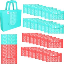 Pack of 48 Smile Foldable Grocery/Shopping Bags For Women | Blue & Red-image-92
