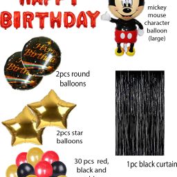 party breeze Solid happy birthday decoration mickey mouse theme combo set for party decor Balloon image 2