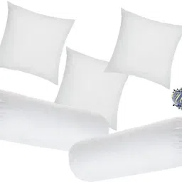 urmila creation Diwan Set Of 3 Cushion & 2 Microfibre Solid Bolster Pack of 5 image 2