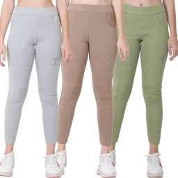 Pack of 3 Women Solid Multicolor Track Pants-picture-19
