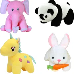 Combo of sitting elephant, unicorn , rabbit and panda- 25 cm-83