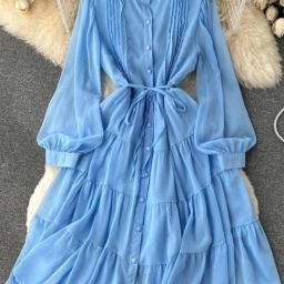 Women Fit and Flare Blue Midi/Calf Length Dress-image-44