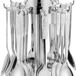 Sweety Designer Stainless Steel Cutlery Set 24pc With Stand , Silver Disposable Stainless Steel Cutlery Set-0