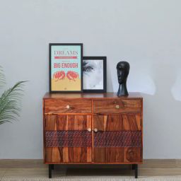 woodsworth from pepperfry Richmond Sheesham Wood 2 Door Sideboard In Honey Oak Finish With 2 Drawers-picture-15
