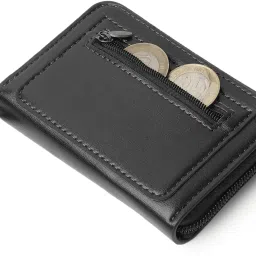 Men & Women Black Artificial Leather Card Holder-picture-1