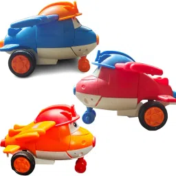 Mini Friction Power Aeroplane Toy with De-Formation Robot Function for Kids|K02-4