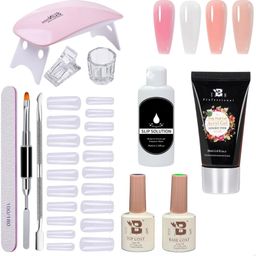 bozlin Premium Poly Gel Nail Extension Kit With 4 Polygels, UV Led Nail Mini Lamp & Top & Base Coat-picture-42
