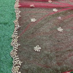 Net Embroidered Red Women Dupatta-image-22