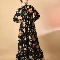 Women Fit and Flare Gold Maxi/Full Length Dress-image-91